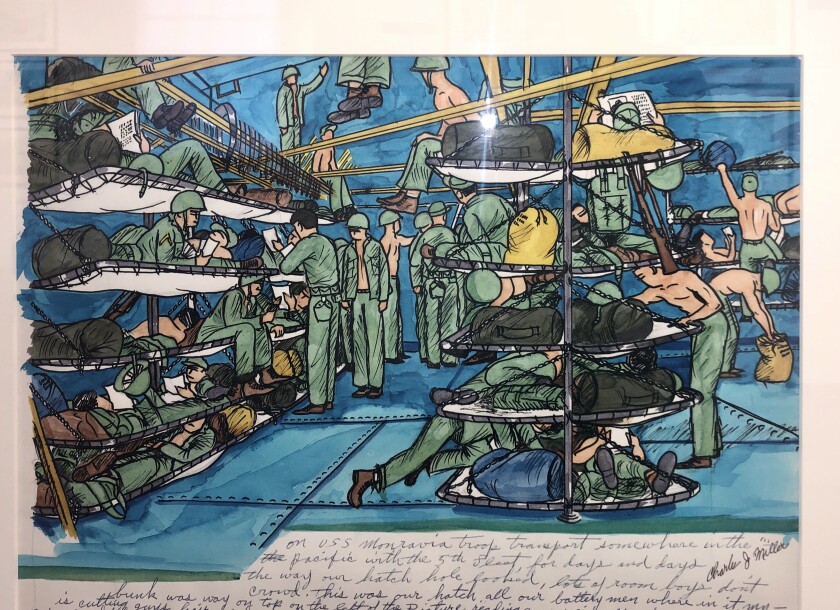 A watercolor from exhibit "Private Charles J. Miller: WWII Paintings from the South Pacific"