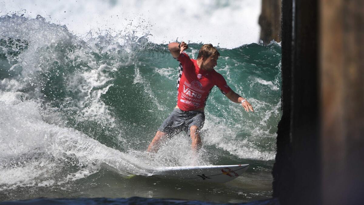 Kolohe Andino, seen here competing at the U.S. Open of Surfing in August, is hoping for a strong showing at the Hurley Open, which is held in his hometown of San Clemente.