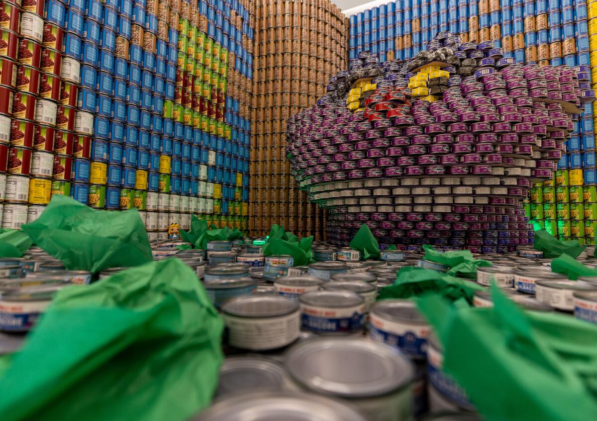  "We're All Mad About Ending Hunger" was constructed by JRMA Architects Engineers for "Canstruction OC" at South Coast Plaza.