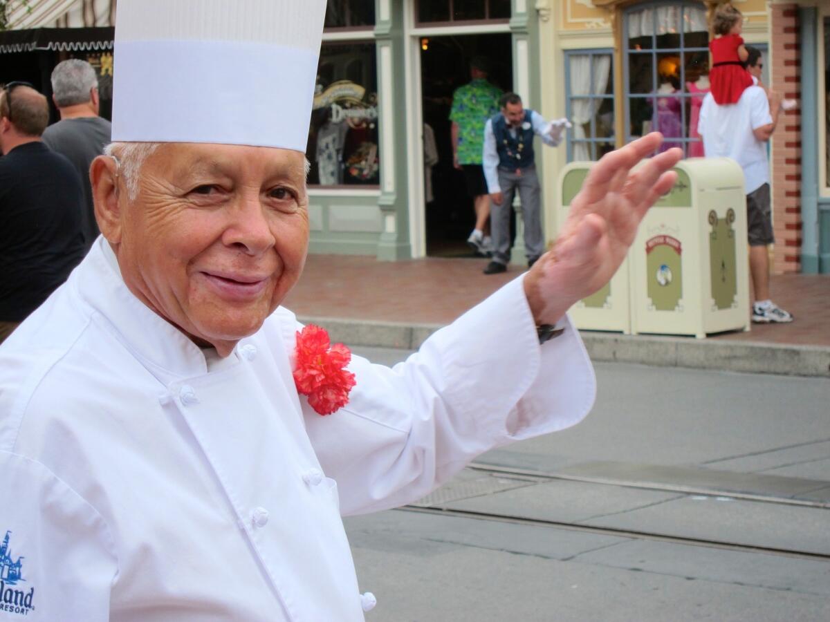 Oscar Martinez, 77, has worked at Disneyland for nearly 60 years. He said he loves his job as a chef at the Anaheim amusement park.