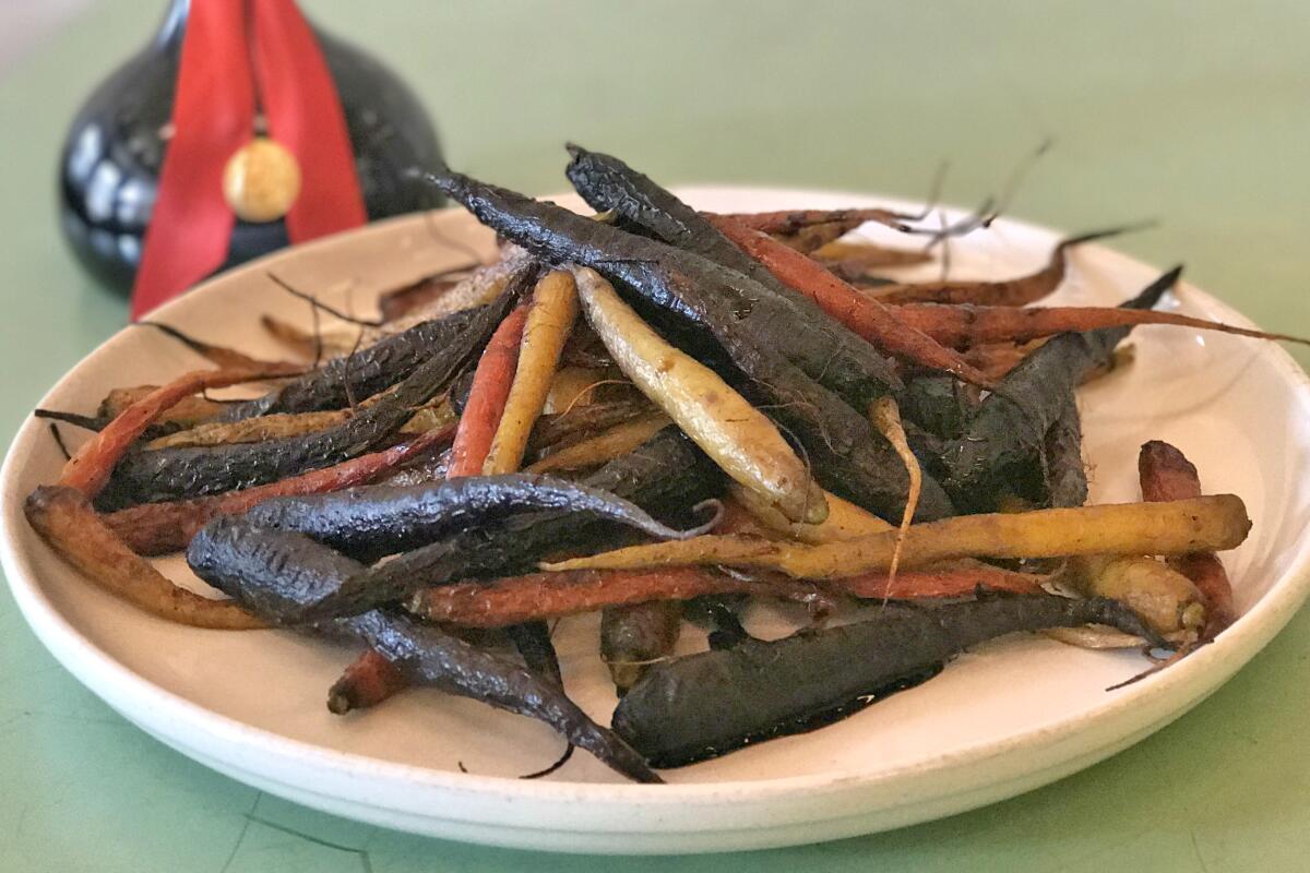 Wood oven-roasted heirloom carrots from Little Dom's.