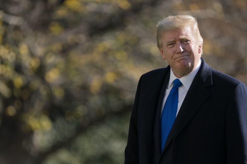 In this Nov. 29, 2020, photo, President Donald Trump walks on the South Lawn of the White House in Washington, after stepping off Marine One. Trump has delivered a 46-minute diatribe against the election results that produced a win for Democrat Joe Biden, unspooling one misstatement after another to back his baseless claim that he really won. (AP Photo/Patrick Semansky)