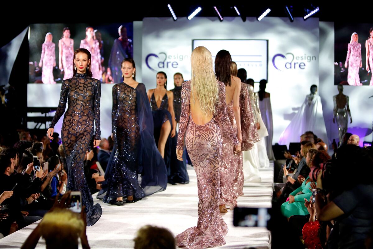 Models walk the runway during the Michael Costello fashion show at HollyRod Foundation's DesignCare Gala.