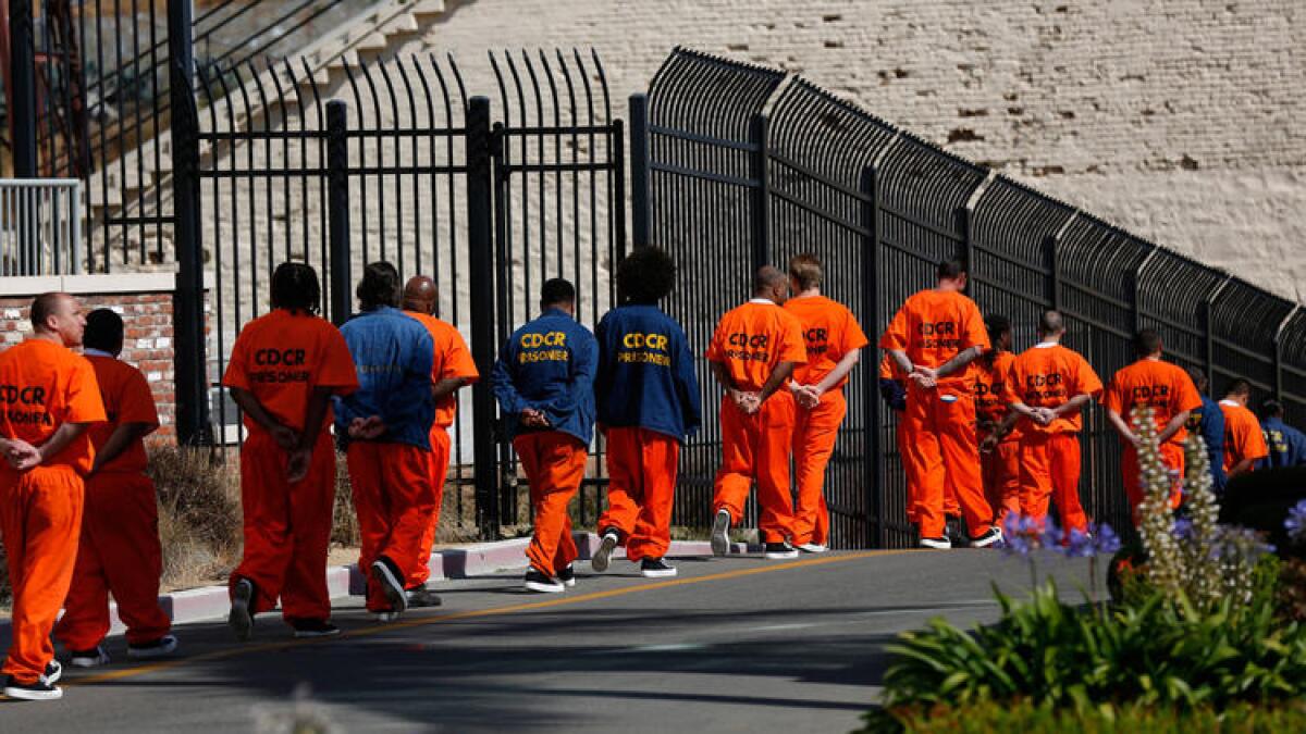 Inmates at San Quentin State Prison in August.