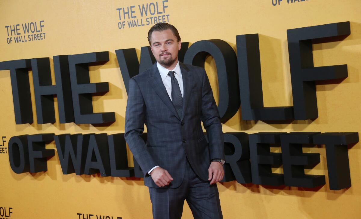 Actor Leonardo DiCaprio won the prize for lead actor in a motion picture comedy or musical for "The Wolf of Wall Street."