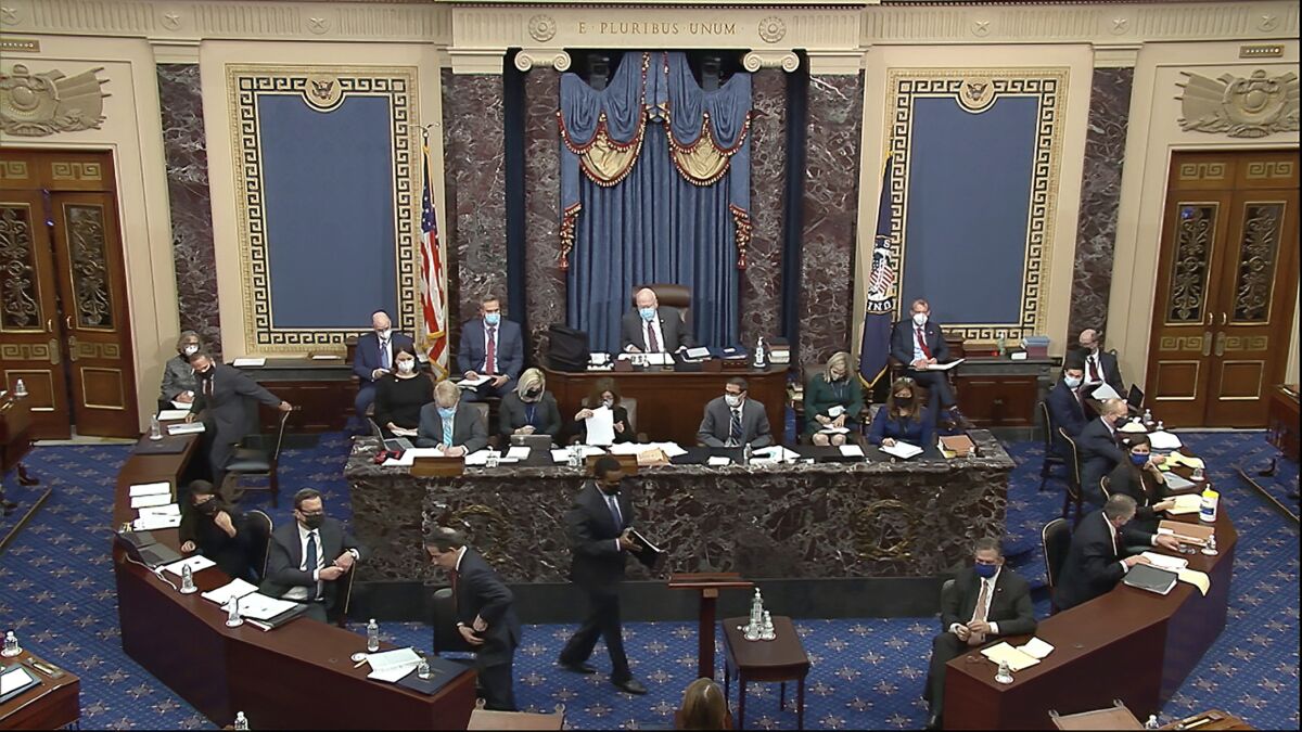An overhead view of the U.S. Senate chamber