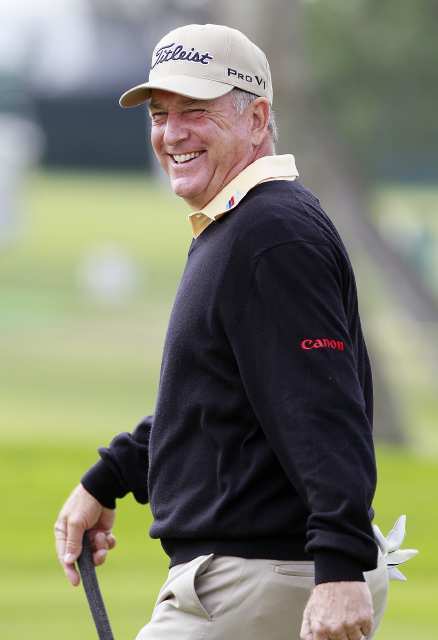 Jay Haas is all smiles after giving his teammates some ribbing during the pro-am at the Toshiba Classic on Thursday.