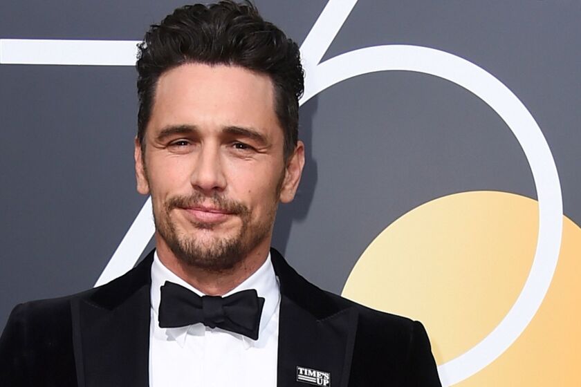 FILE - In this Jan. 7, 2018 file photo, James Franco arrives at the 75th annual Golden Globe Awards in Beverly Hills, Calif. Facing accusations by an actress and a filmmaker over alleged sexual misconduct, James Franco said on CBSÄô ÄúThe Late Show with Stephen ColbertÄù on Tuesday the things heÄôs heard arenÄôt accurate but he supports people coming out Äúbecause they didnÄôt have a voice for so long.Äù (Photo by Jordan Strauss/Invision/AP, File)