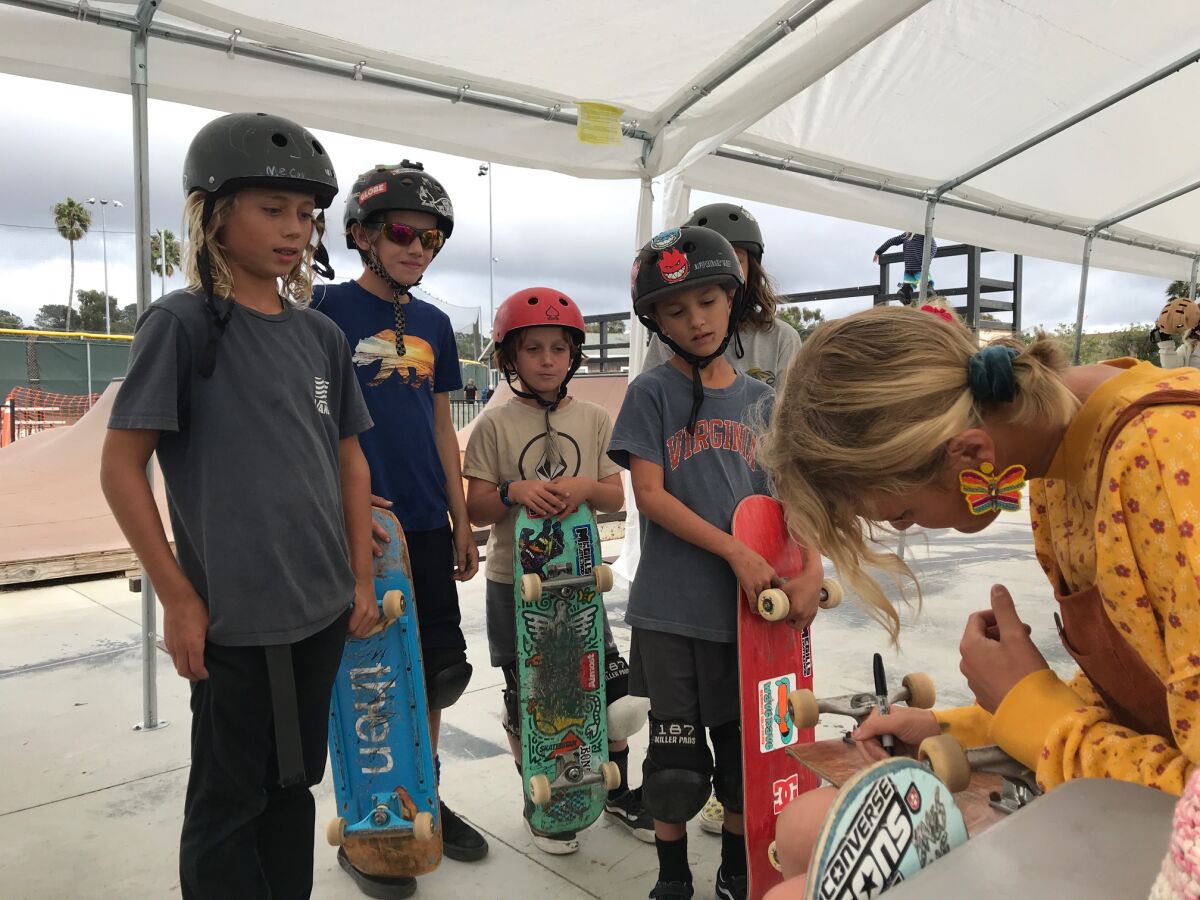 Bryce Wettstein signs autographs at the skatepark.