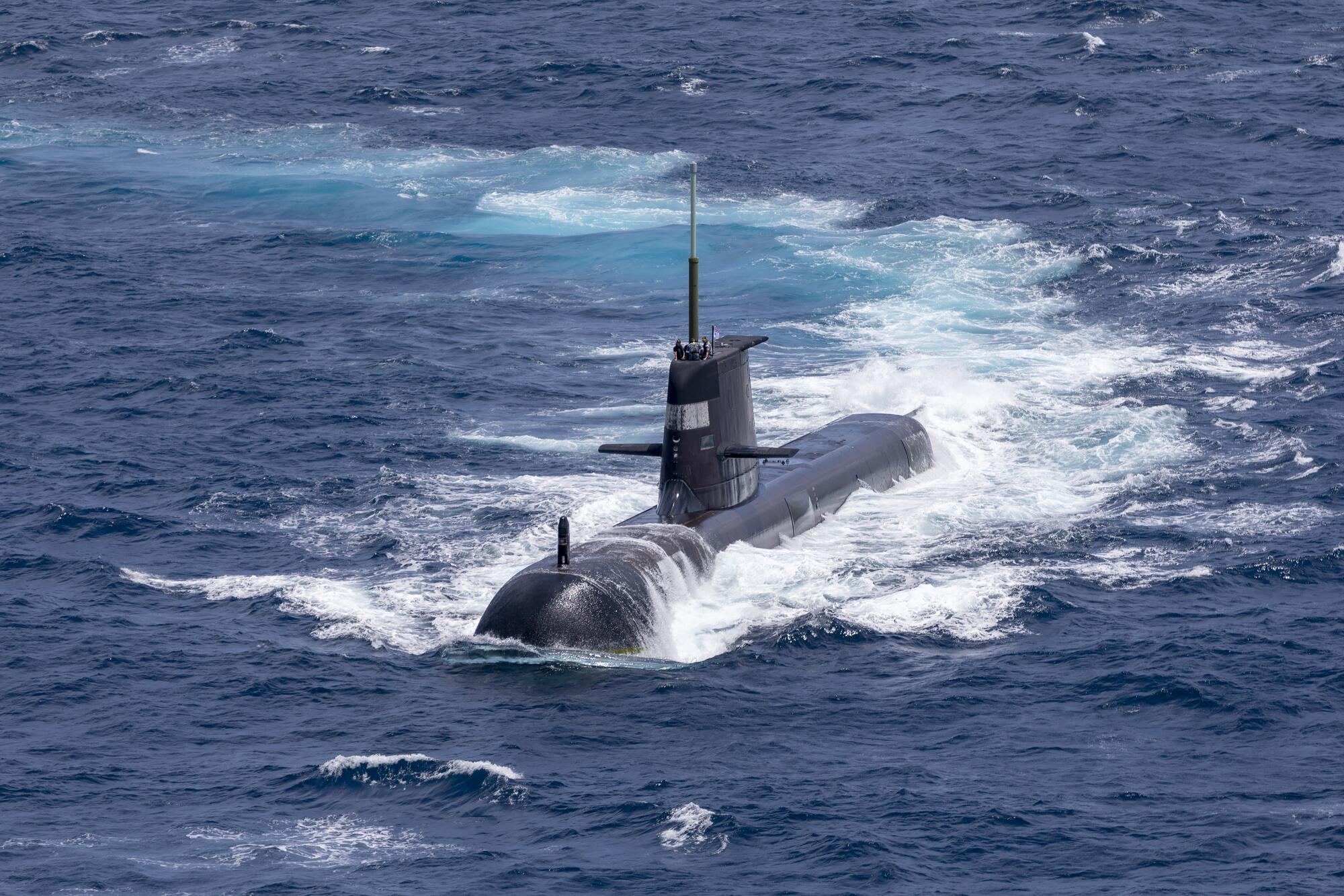 Australian submarine breaking the surface
