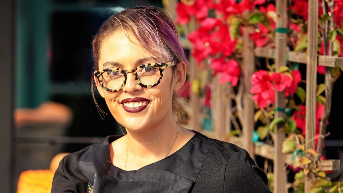 Chef Claudette Zepeda, photographed at the opening of El Jardin restaurant in 2018. The restaurant closed this year and reopened as a lower-priced cantina under the leadership of new chefs.