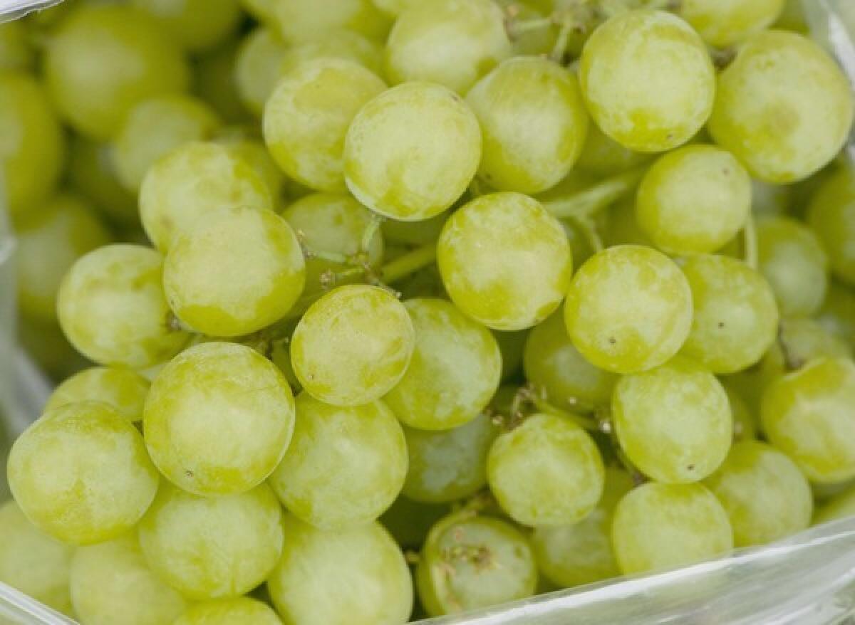 Diamond Muscat seedless grapes grown by Murray Family Farms in Arvin, at the Hollywood farmers market.