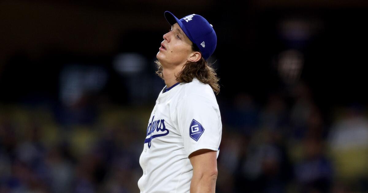 Tyler Glasnow runs into trouble early as Dodgers lose for fourth time in five games