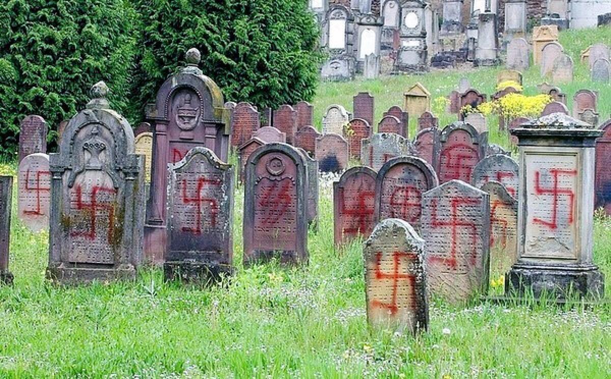 Swastikas and other Nazi signs were found painted on headstones at a Jewish cemetery in eastern France in 2004.