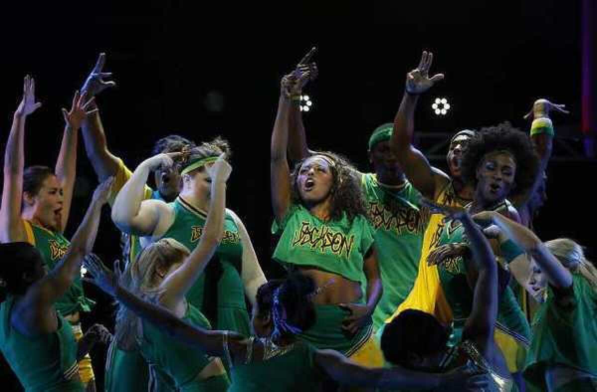 A scene from the musical "Bring it On," which ran at that Ahmanson Theatre in 2011 as part of a national tour. The Broadway engagement of the show has extended its run into January.