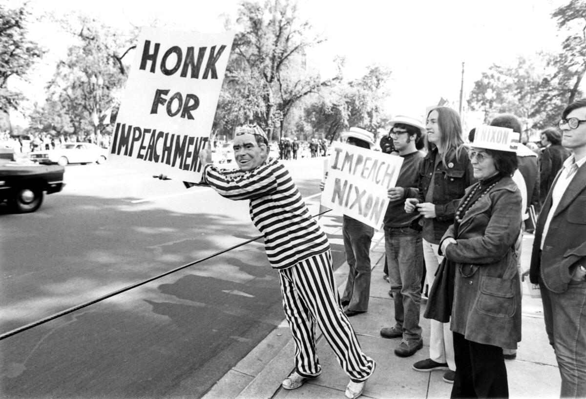 A Nixon protest outside the White House in 1973
