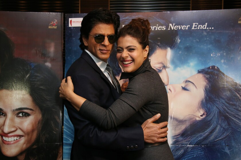 Shah Rukh Khan, left and Kajol during the photo call for the film "Dilwale" in a central London hotel on Dec. 1.