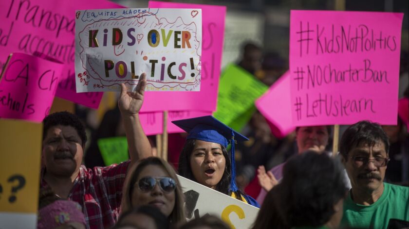 Hundreds turn out to protest at a Los Angeles Board of Education meeting on Jan. 29.