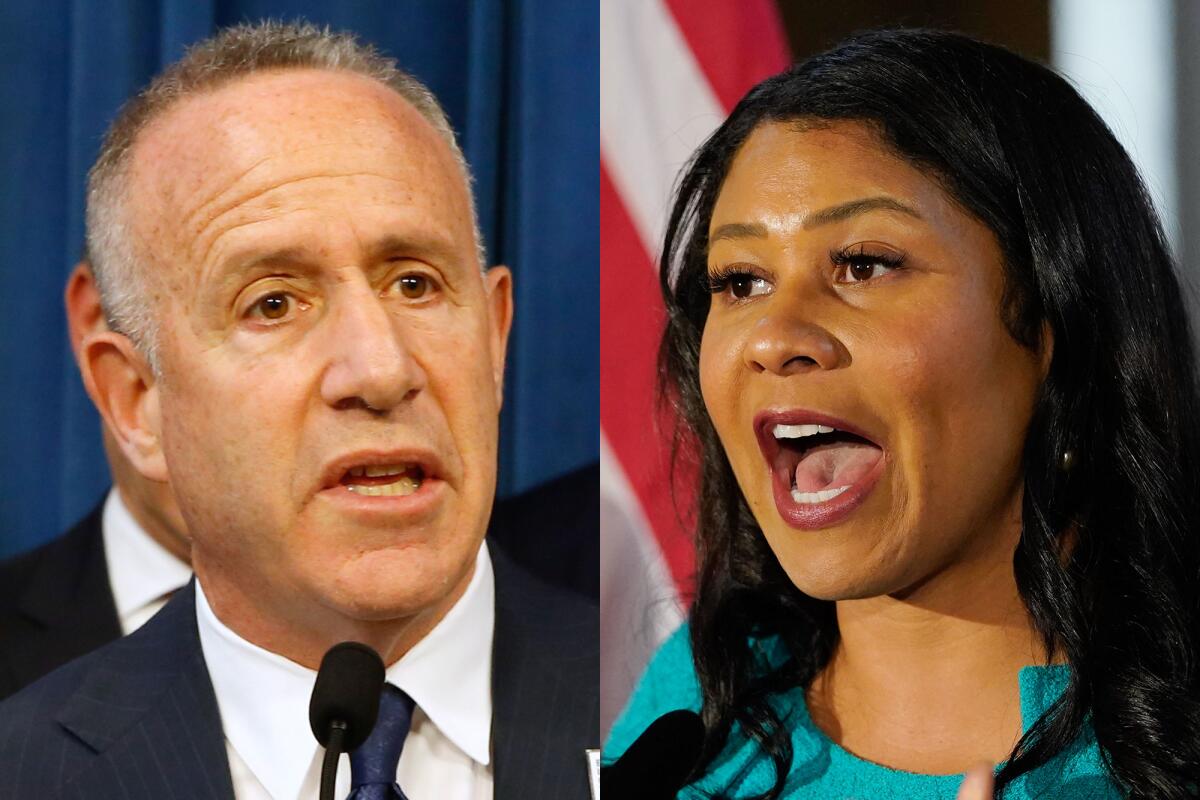 Mug shots of Sacramento Mayor Darrell Steinberg and San Francisco Mayor London Breed.