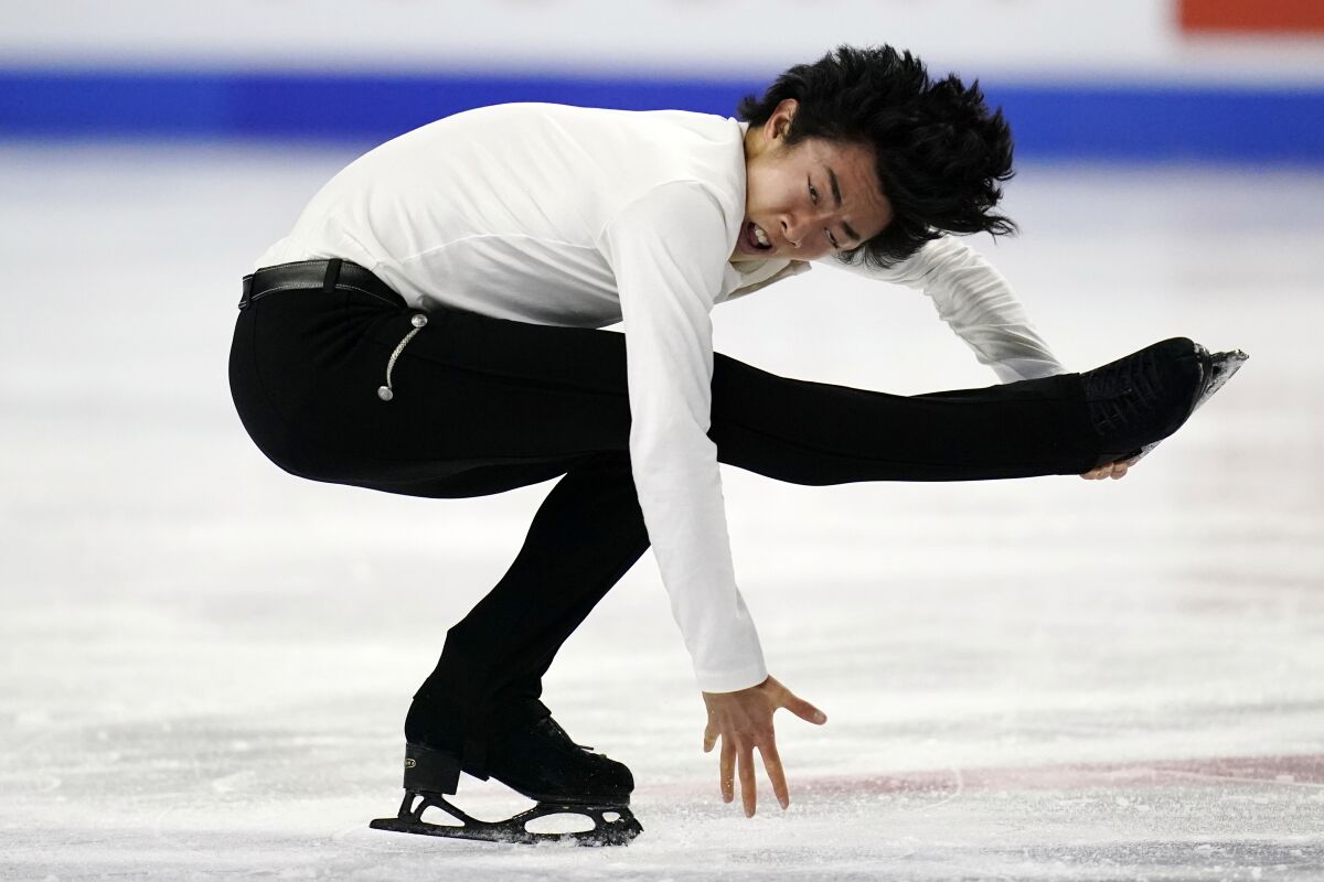 Nathan Chen competes during the men's short program at the U.S. Figure Skating Championships on Jan. 16, 2021, in Las Vegas. 