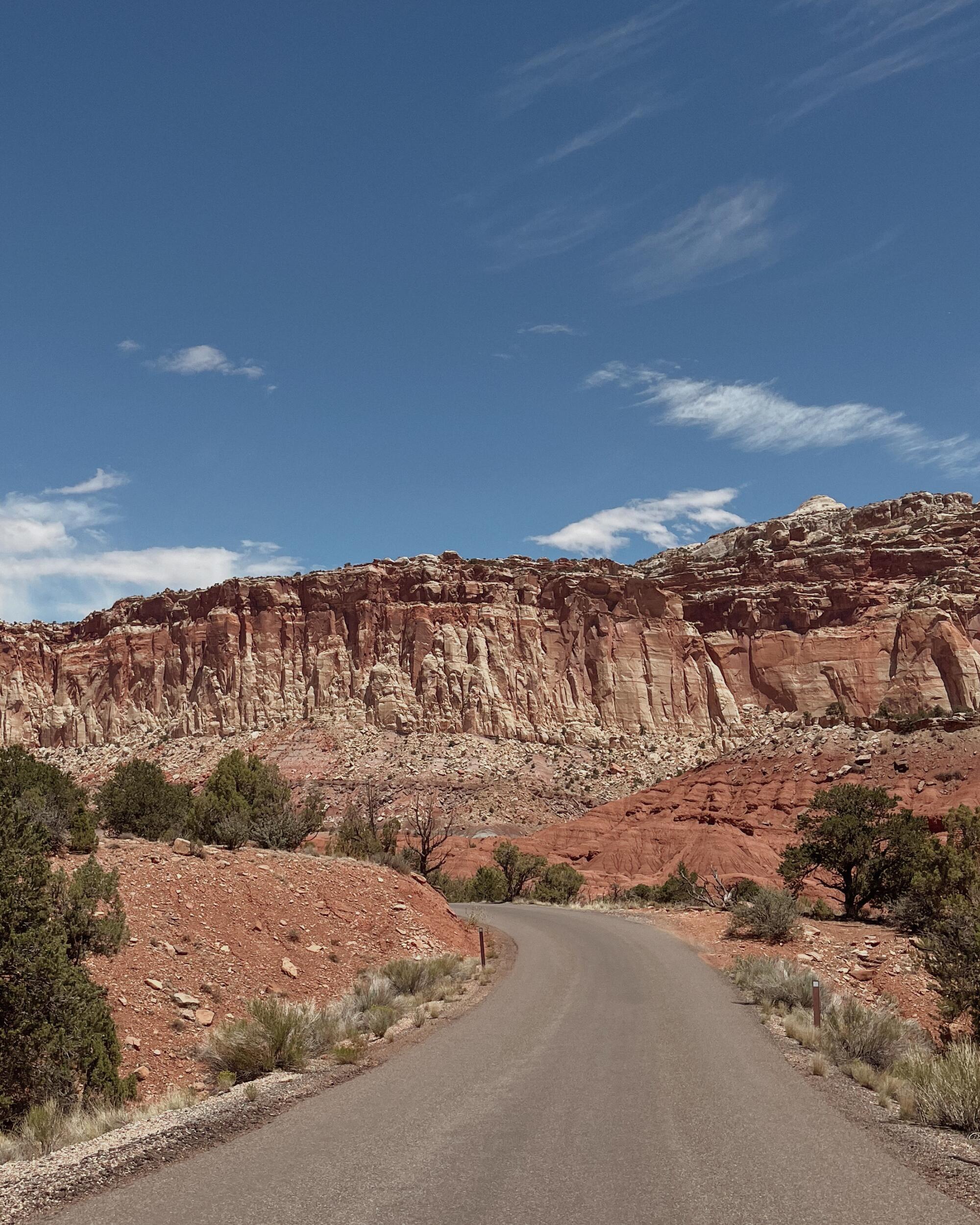 Red rocks along the scenic drive at Capitol Reef National Park.