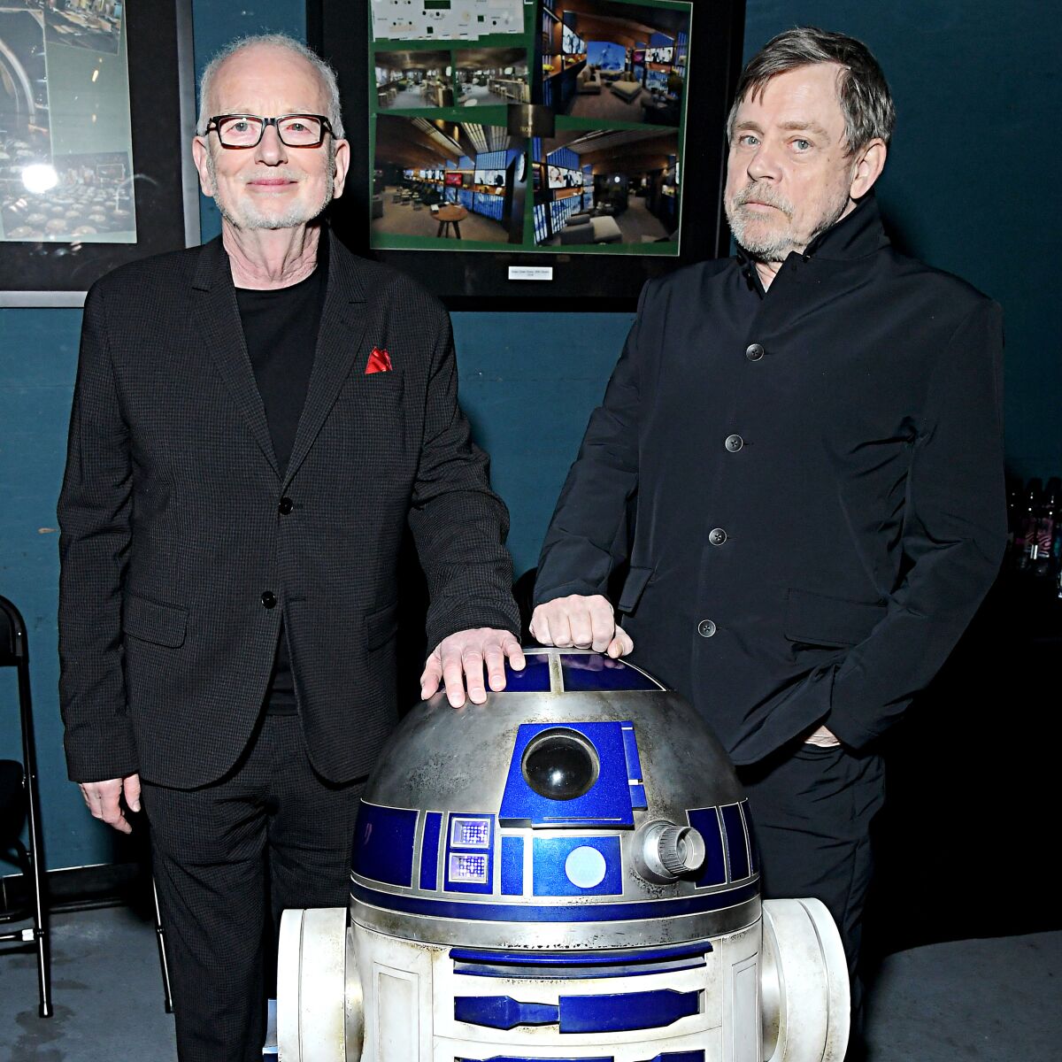 Ian McDiarmid and Mark Hamill with R2D2 for world premiere of 'Star Wars: The Rise of Skywalker'