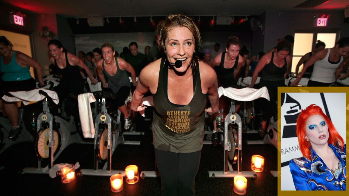 Lady Gaga gets fit with SoulCycle.