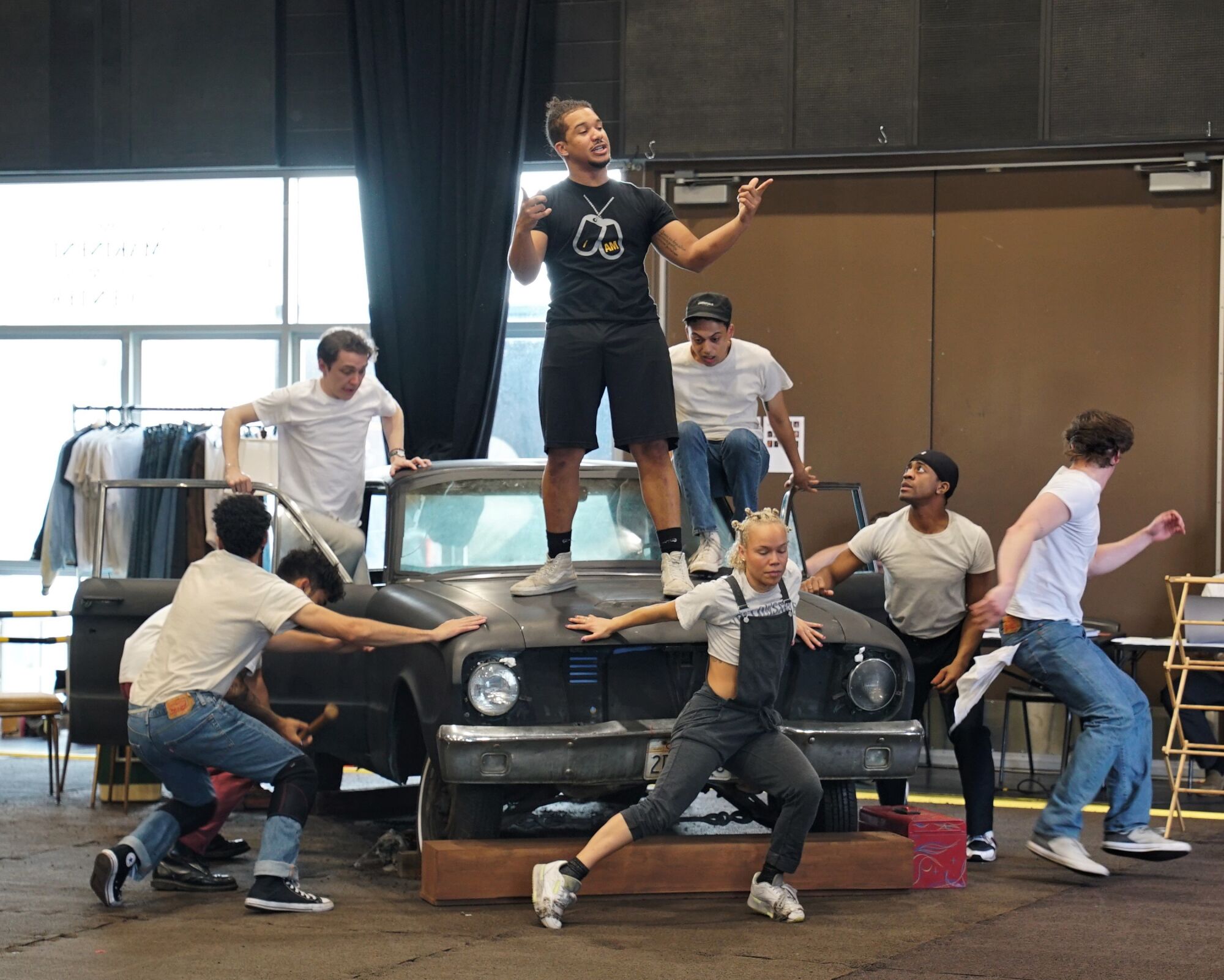 Greasers gang rehearse scene for "The Outsiders," a world premiere musical opening Feb. 19 at the La Jolla Playhouse.