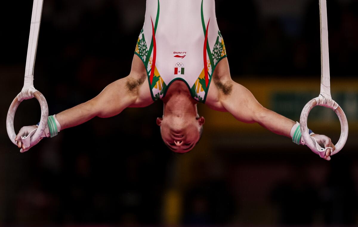 LIMA, PERU - JULY 30: Fabian de Luna of Mexico competes in Men's Rings Final at Polideportivo Villa El Salvador on Day 4 of Lima 2019 Pan American Games on July 30, 2019 in Lima, Peru. (Photo by Buda Mendes/Getty Images) ** OUTS - ELSENT, FPG, CM - OUTS * NM, PH, VA if sourced by CT, LA or MoD **
