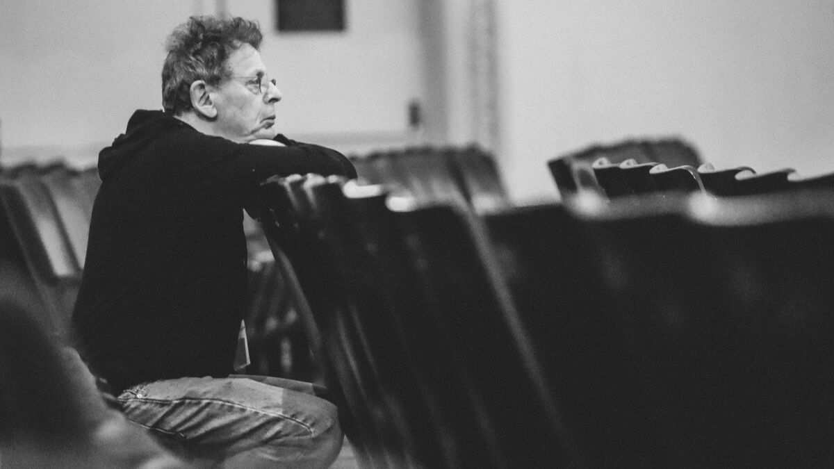 Composer Philip Glass at the Tibet House 30th Anniversary benefit in New York in 2017.