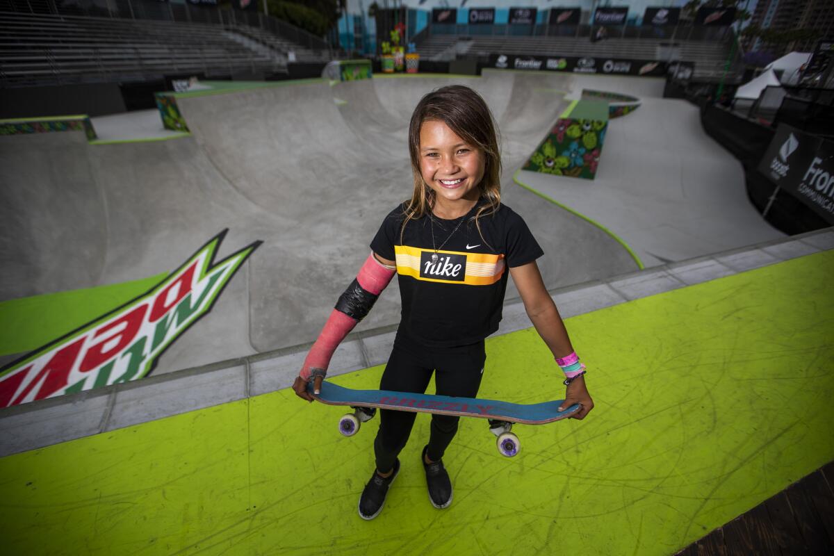 Sky Brown of Huntington Beach at the Dew Tour Long Beach event in June, 2019. Brown could be Britain's youngest-ever Summer Olympian in 2021.