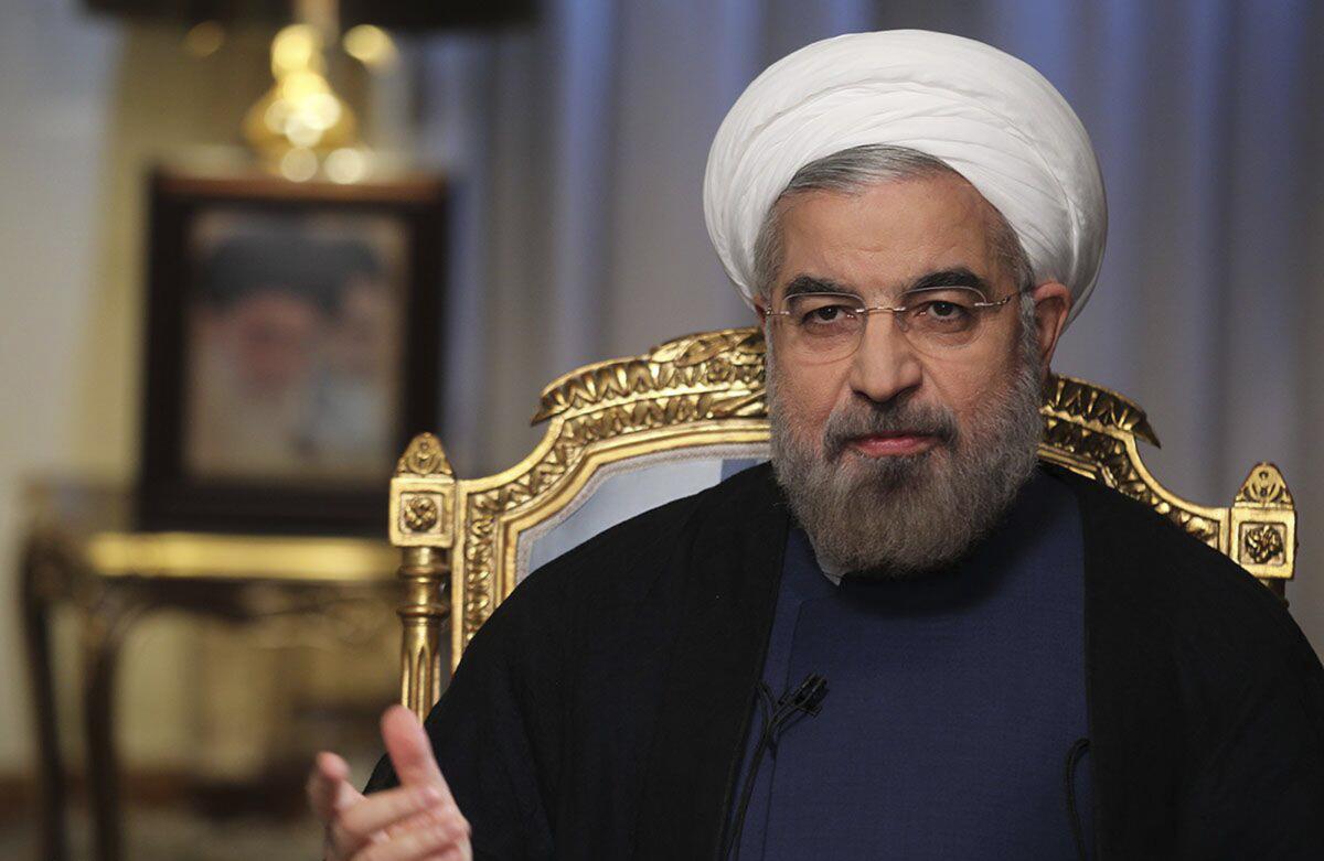 Iranian President Hasan Rouhani speaks during an interview with state television in Tehran, Iran.