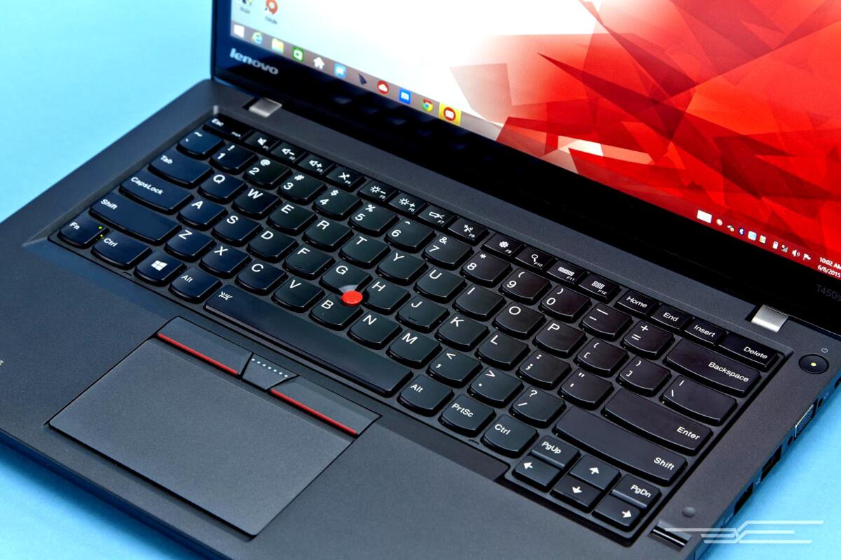 The Lenovo ThinkPad T450s has one of the best keyboards of any laptop. It's deep, precise, and comfortable, and comes with the famous red pointing stick.