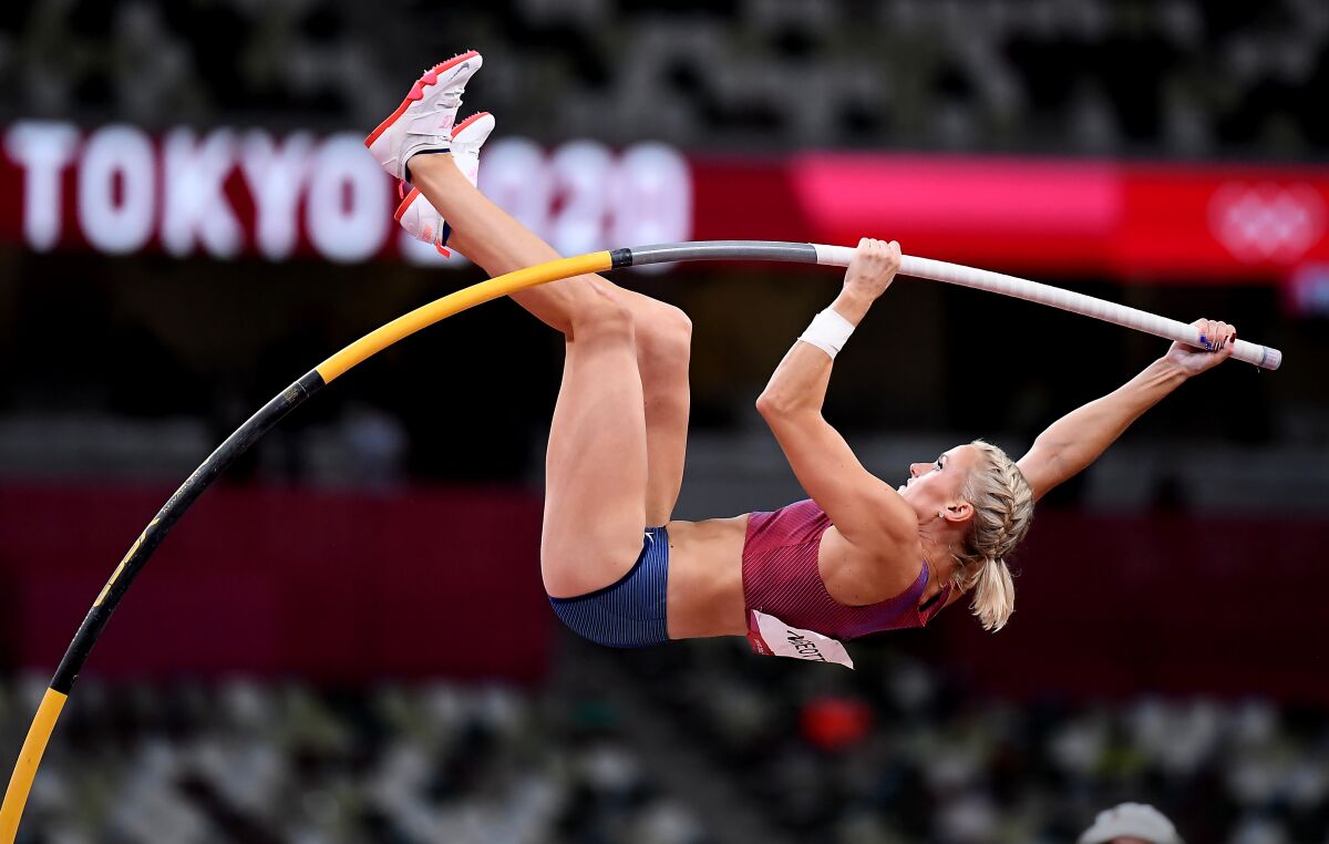 -TOKYO,JAPAN August 5, 2021: USA's Katie Nageotte wins the gold medal.