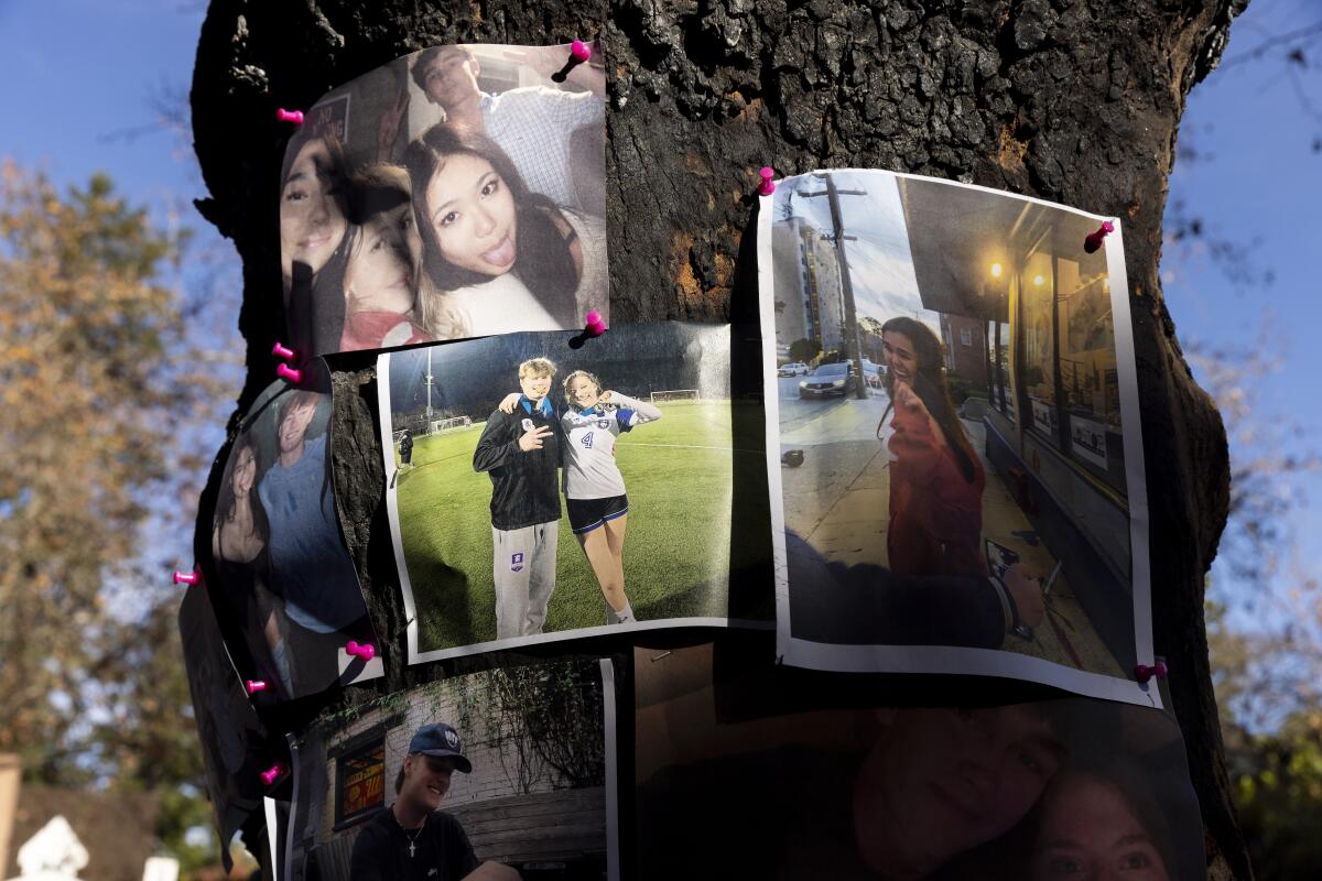 A memorial is displayed for victims of a Tesla Cybertruck crash.