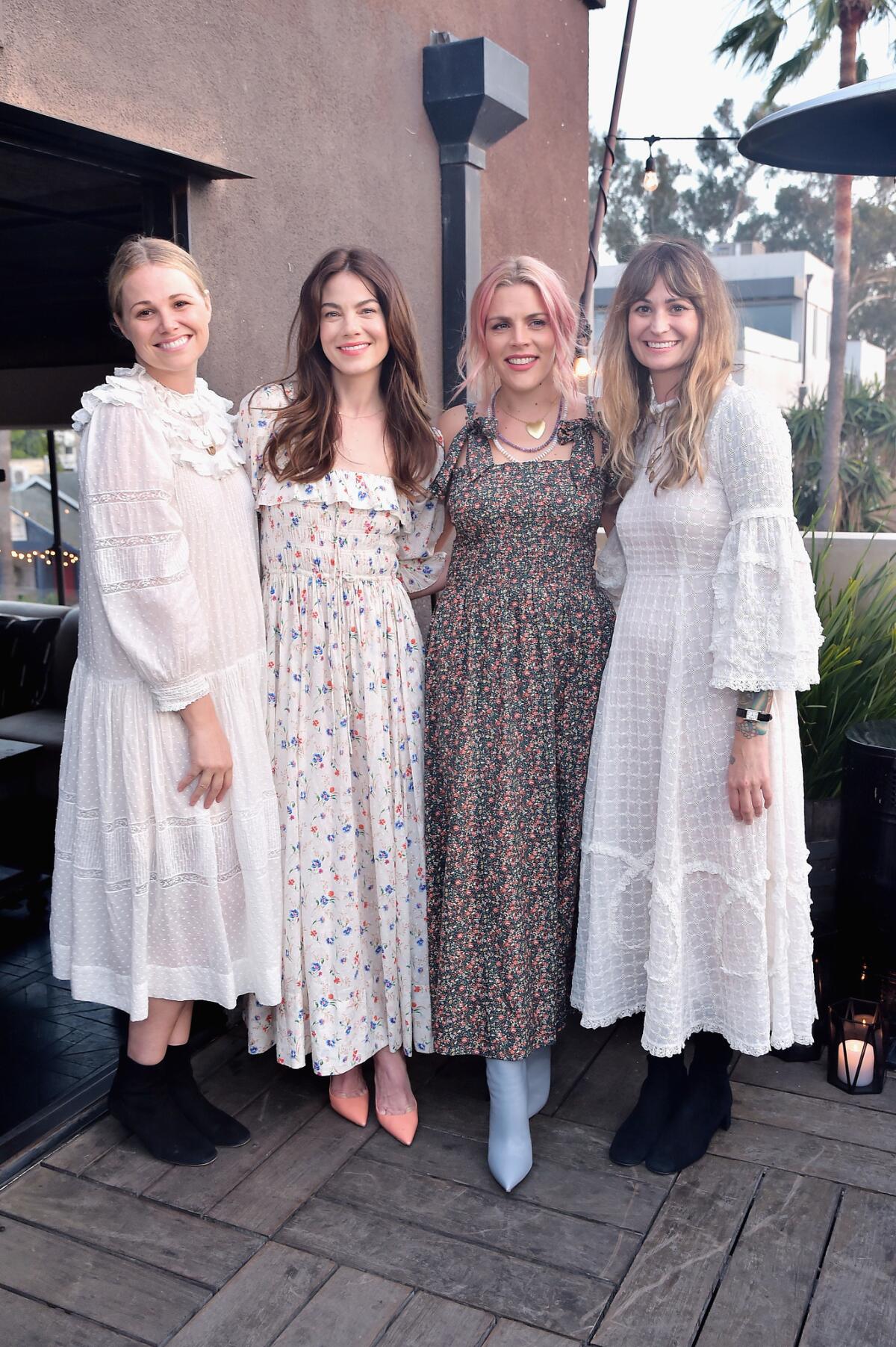 Katherine Kleveland, from left, Michelle Monaghan, Busy Philipps and Margaret Kleveland at Gjelina in Venice on Monday night.