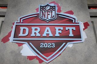 A detail view of the NFL Draft stage on Wednesday, April 26, 2023 in Kansas City, MO. 