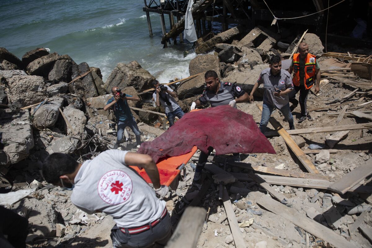 Rescue workers in Gaza City