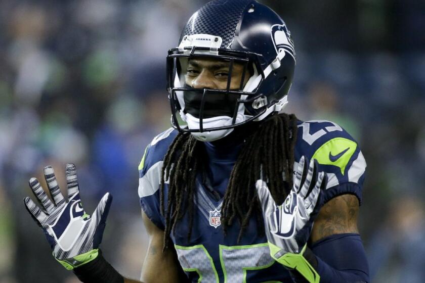 Seahawks cornerback Richard Sherman had four interceptions in the regular season and picked off Cam Newton in Seattle's divisional playoff win over the Carolina Panthers.