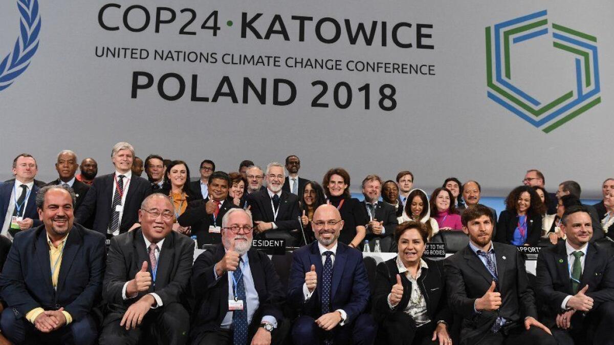 Participants at the closing ceremony of the U.N. climate summit in Katowise, Poland, on Dec. 15.