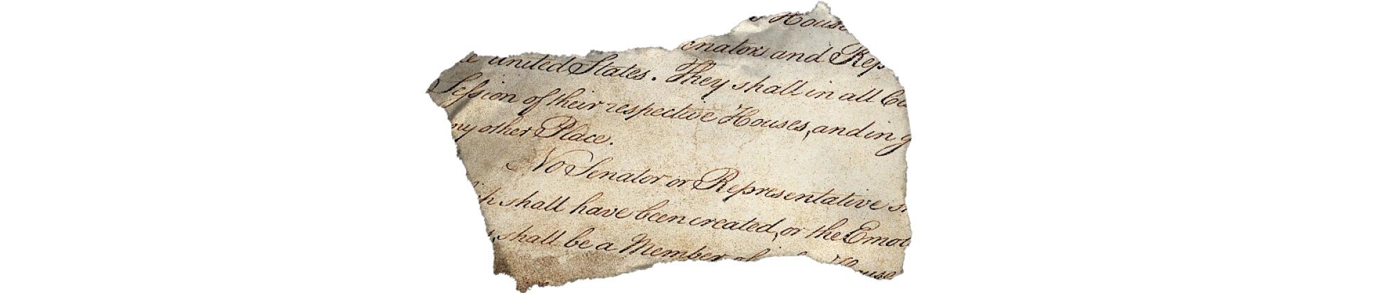 photo illustration of a torn piece of the U.S. Constitution
