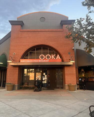 The exterior of Ooka, a sushi and hibachi restaurant at the Riverside Plaza.