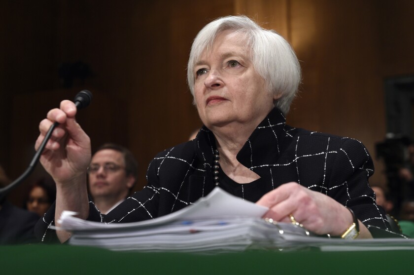 Federal Reserve Chairwoman Janet Yellen in a recent speech on the economy.