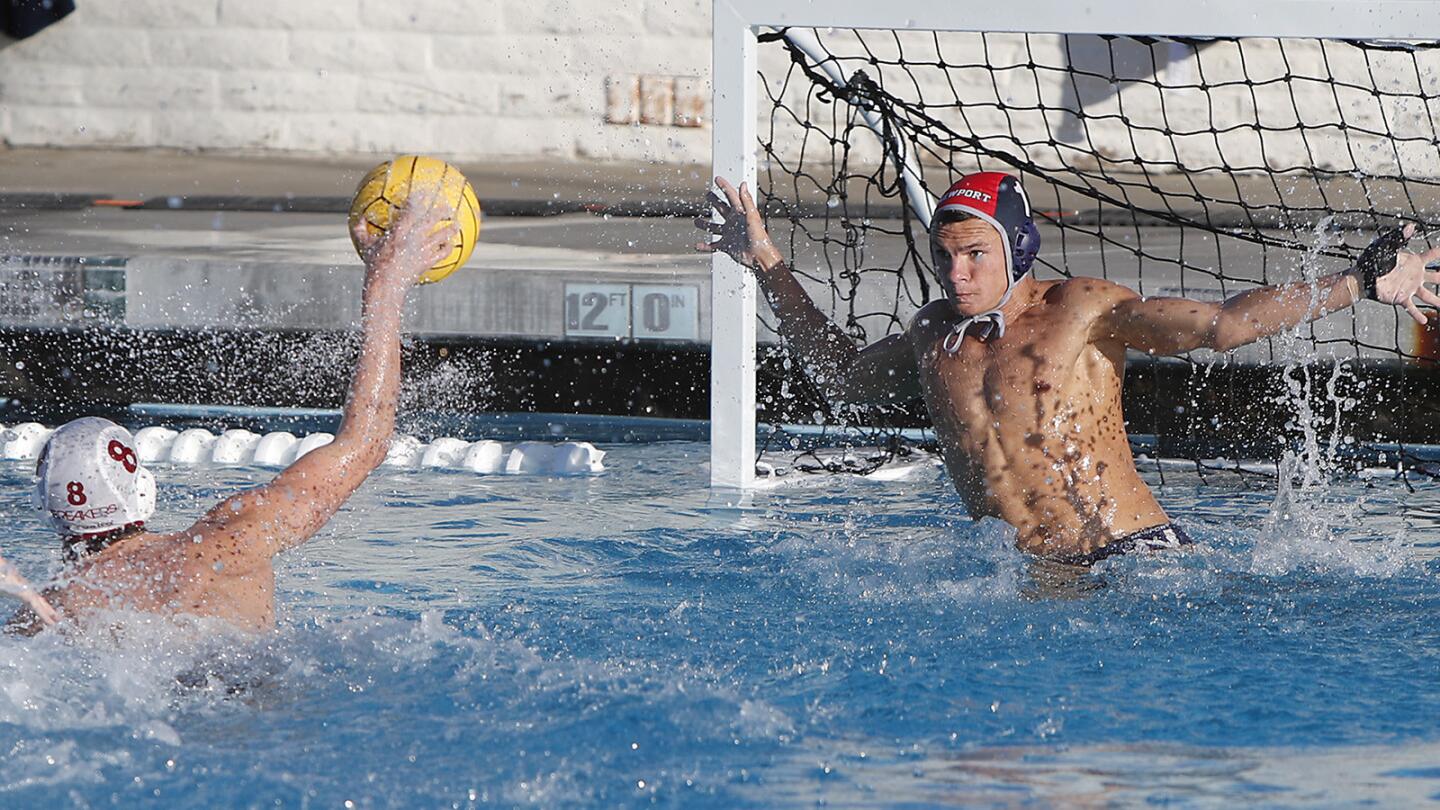 Newport vs Laguna Beach in Boys Water Polo Action