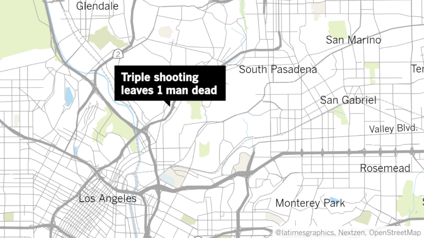 Three men were shot, one fatally, early Saturday morning near East Avenue 42 and Figueroa Street in Highland Park.