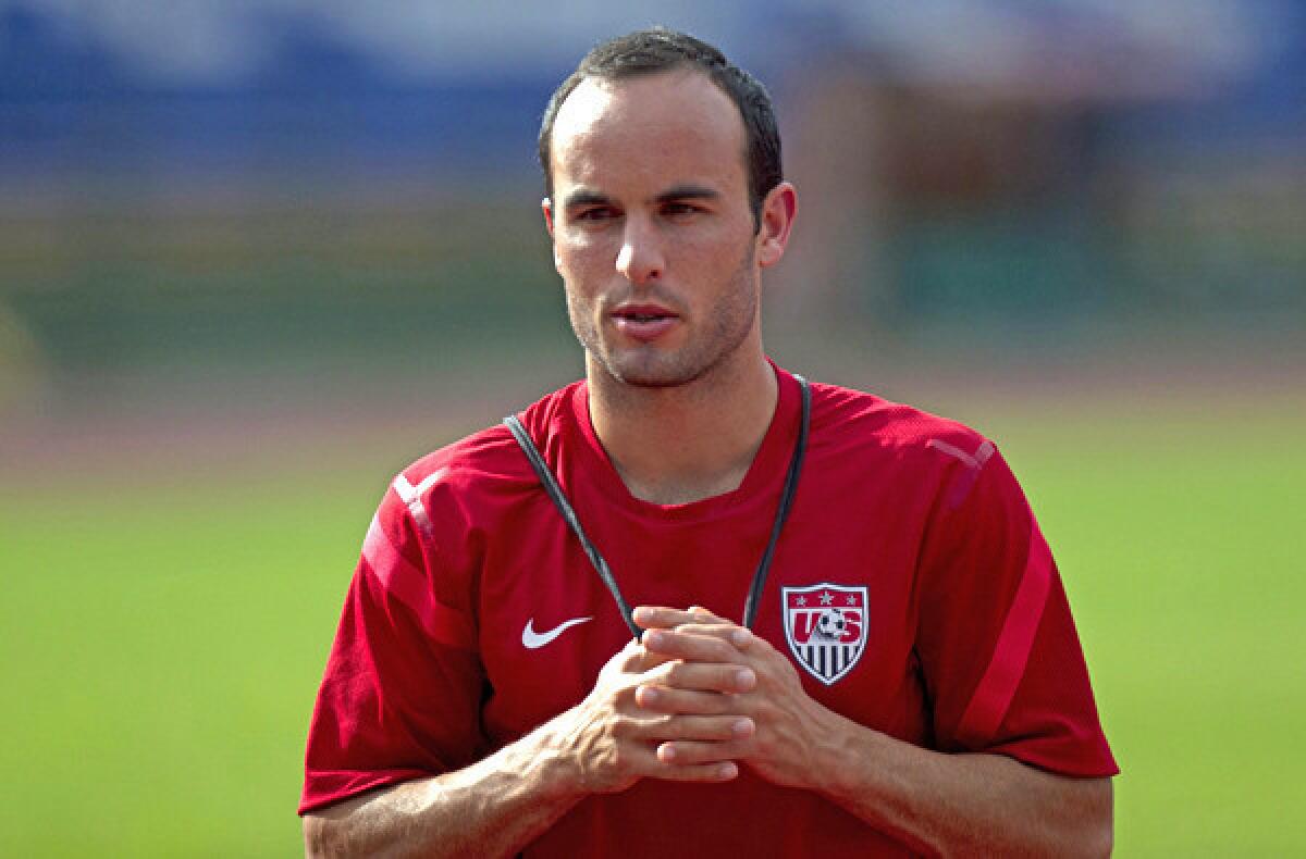 Landon Donovan takes part in a a national team training session before a game last year against Guatemala.