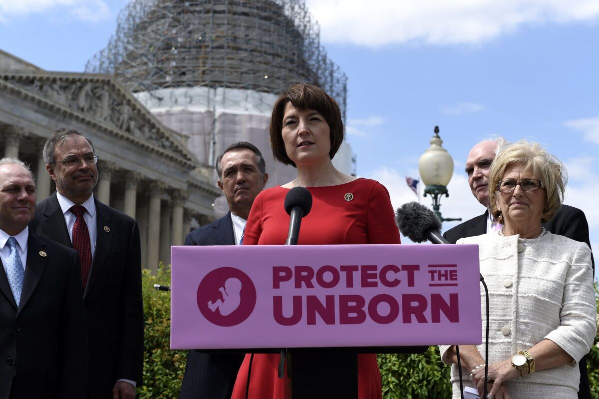 Rep. Cathy McMorris Rodgers (R-Wash.) speaks during a news conference on May 13 about the Pain-Capable Unborn Child Protection Act.