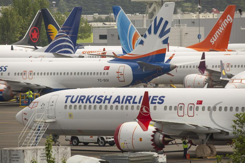 SEATTLE, WA - MAY 31: Boeing 737 MAX airplanes sit parked at a Boeing facility adjacent to King County International Airport, known as Boeing Field, on May 31, 2019 in Seattle, Washington. Boeing 737 MAX airplanes have been grounded following two fatal crashes in which 346 passengers and crew were killed in October 2018 and March 2019. (Photo by David Ryder/Getty Images) ** OUTS - ELSENT, FPG, CM - OUTS * NM, PH, VA if sourced by CT, LA or MoD **