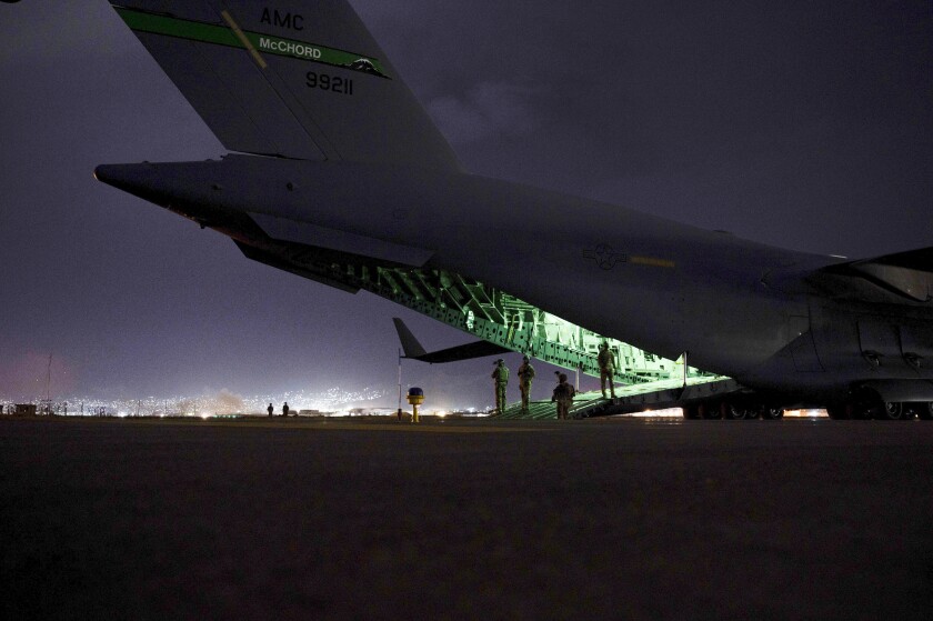 A U.S. Air Force C-17 Globemaster III aircraft in Kabul, Afghanistan on Aug. 30,