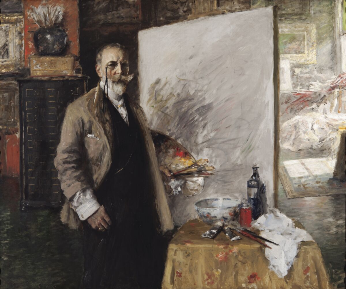 "Self-Portrait in 4th Avenue Studio," oil on canvas, 52 1/2 inches by 63 1/2 inches. (Richmond Art Museum)
